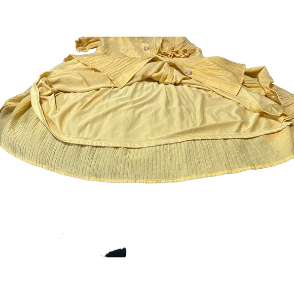 Blue Pepper Yellow cotton Women Tiered With Buttons Dress Size S NWT - Picture 6 of 9